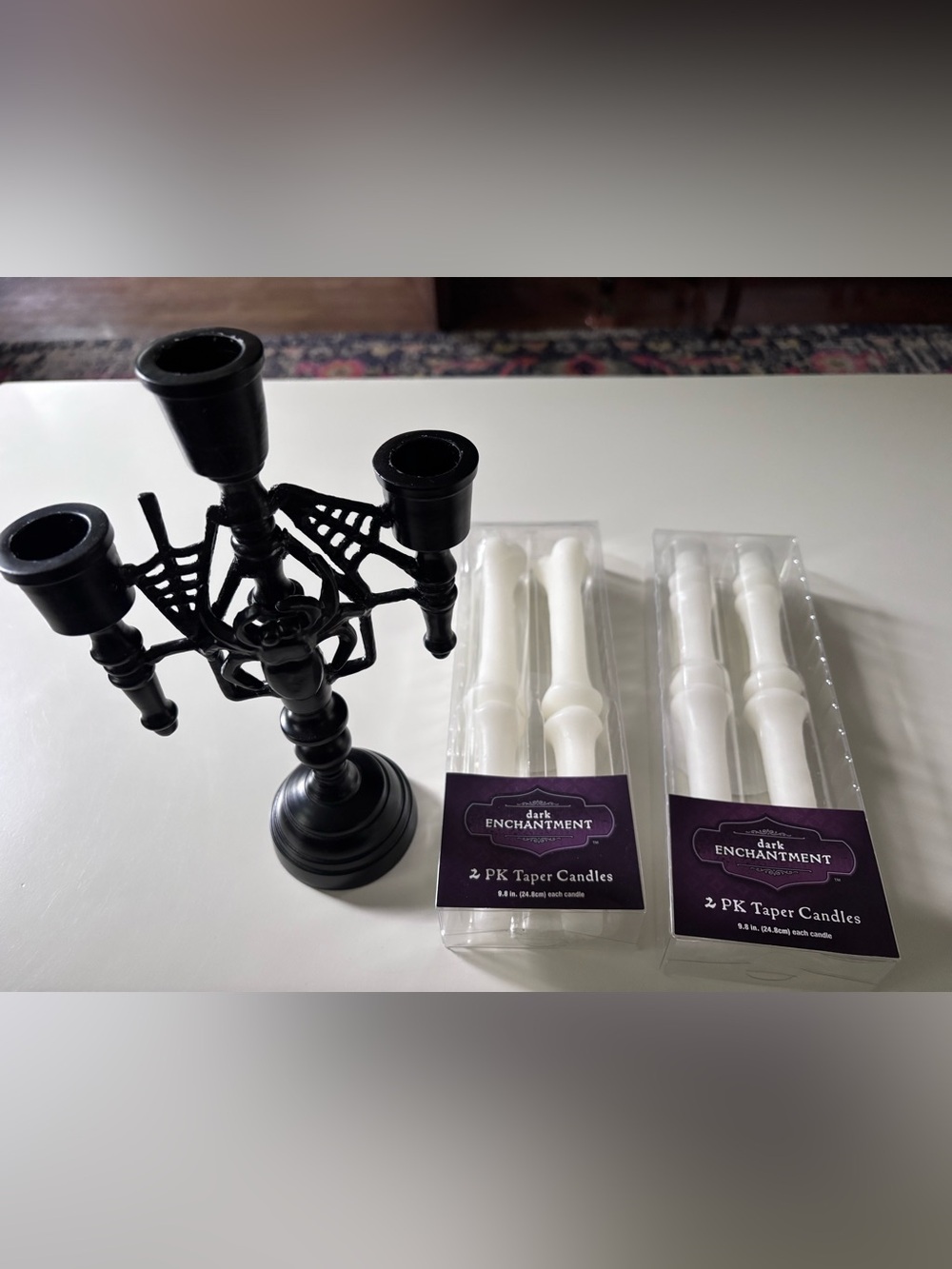 Spider web candle holder with bone shape Taper Candles